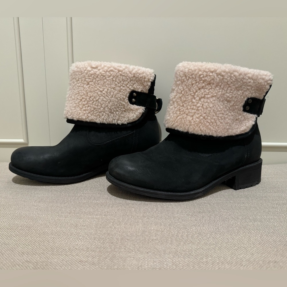 UGG ALDON Casual Folded Fur Boots Black 1017486